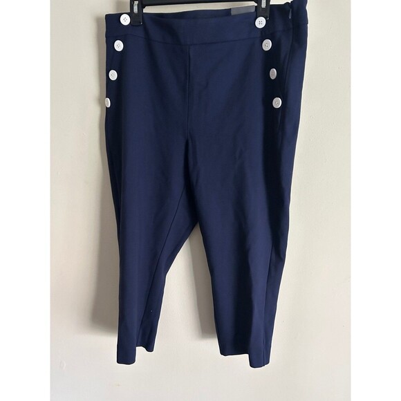 NWT - Torrid Women’s Size 16 Retro Navy Blue Sailor Ponte Crop Pants - Picture 1 of 8